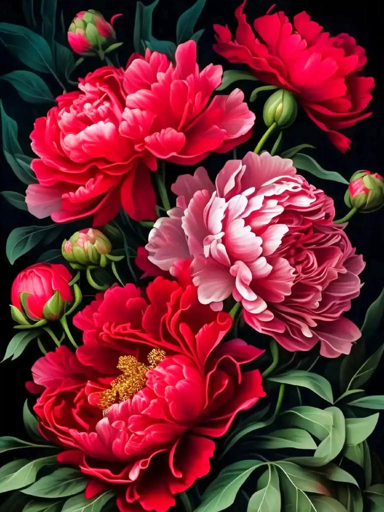 DIY Diamond Painting Colorful Peony Needlework Mosaic Flower Cross Stitch Diamond Embroidery On Clearance Handmade Gift