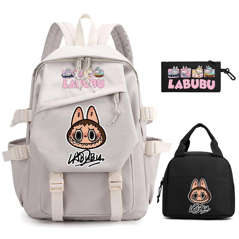 3Pcs/set Cute  Printed Backpack Pencil Case Lunch Bag Teenager Student Girl Boy Schoolbag Women Travel Laptop Bag Mochila