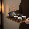 Retro Chinese Ceramic Cloud Crane Kung Fu Tea Set