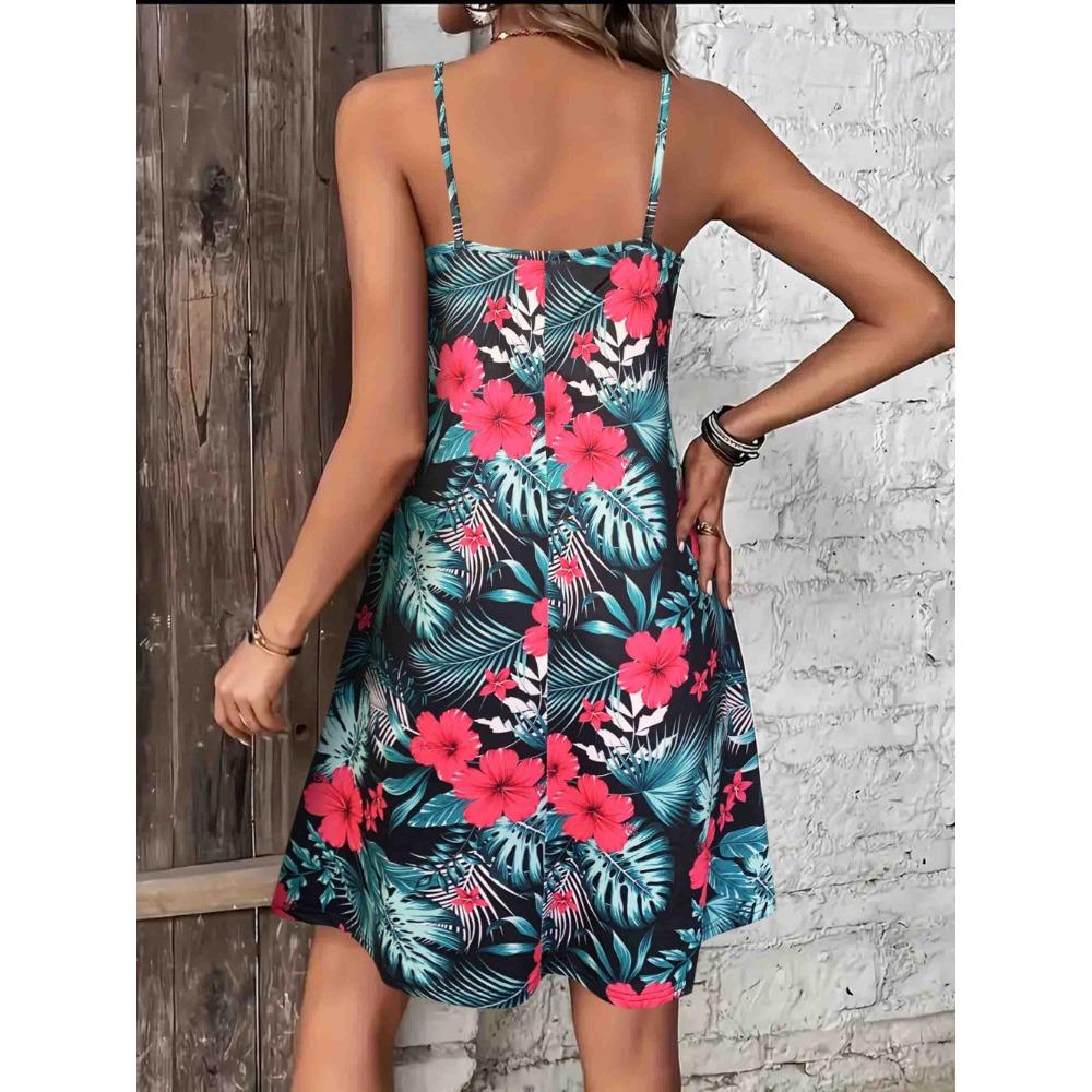 Women's Summer Dress  Floral Boho Maxi Dresses Sleeveless Strap Beach Sun Dresses