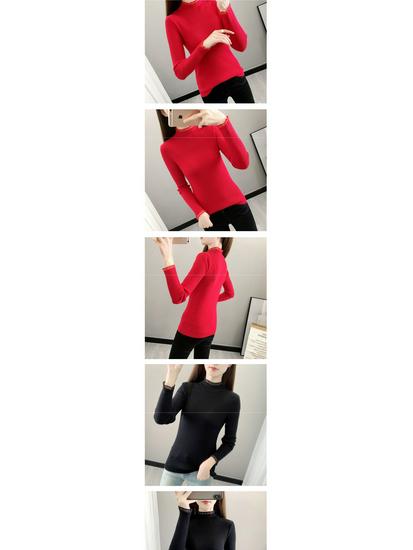 Damski Wyszczuplający Sweter Dzianinowy ze Średnim Dekoltem - Długi Rękaw, Jednolity Pulower na Jesień/Zimę