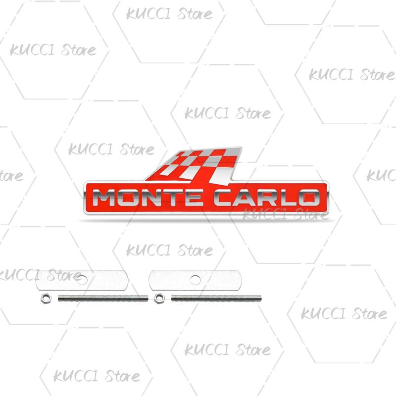 AAABV1 Alloy Metal Monte Carlo Racing Flag Grille Emblem Rear Trunk Badge Sticker For Skoda Fabia Octavia Kodiaq Superb VRS Kamiq Rapid