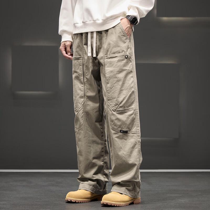 Xiaofu Men's 2025 American Style Casual Straight Leg Cargo Pants
