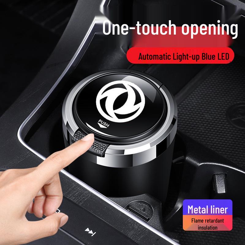 Dongfeng Car Ashtray: Stainless Steel, Flip-Top, Trendy Design