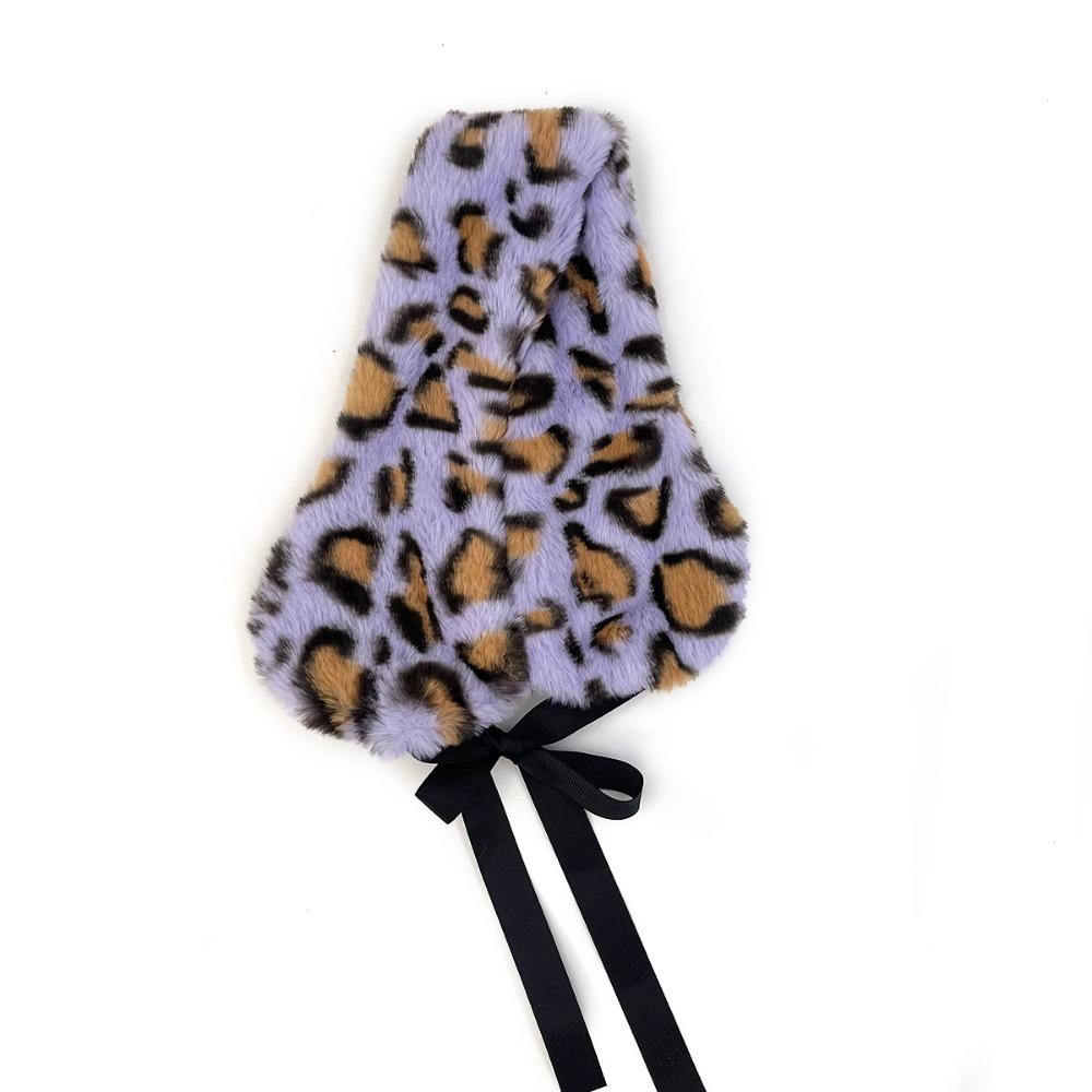 Solid Color Leopard Headbands Plush Warm Scarf Fashion Ear Warmer Women Headwear