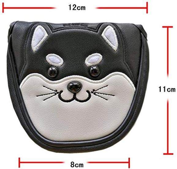 Sunbro Golf Putter Cover Golf Headcover Headcovers Character Baka Moe Akita Inu Mallet Type Magnetic Closure Black