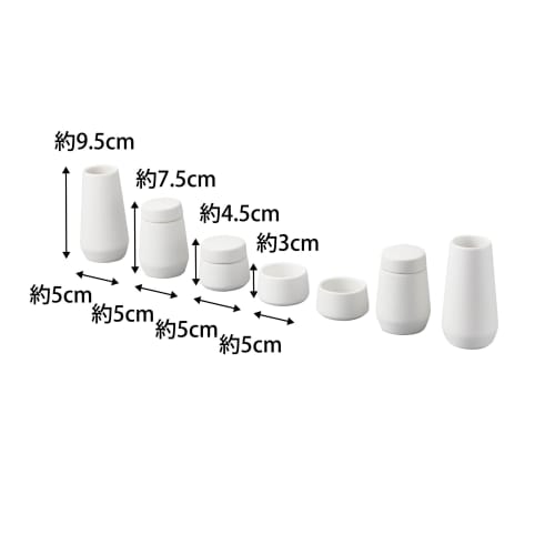 Yamazaki Tower Shinto Offering Set, 7 Pieces, White, Approx. W5 X D5 X H9.5cm (Sakaki Stand), Ceramic, Includes 2 Pairs of Sakaki Stands, 2 Pairs of B