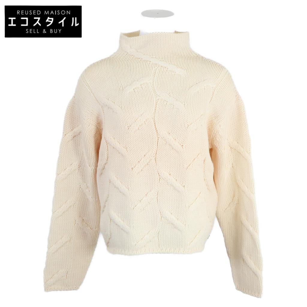 Chanel [Good condition/Domestic Regular Product] 99A P13656V00633 Cable Turtleneck Knit Sweater/ Tops 38 IvoryUsed