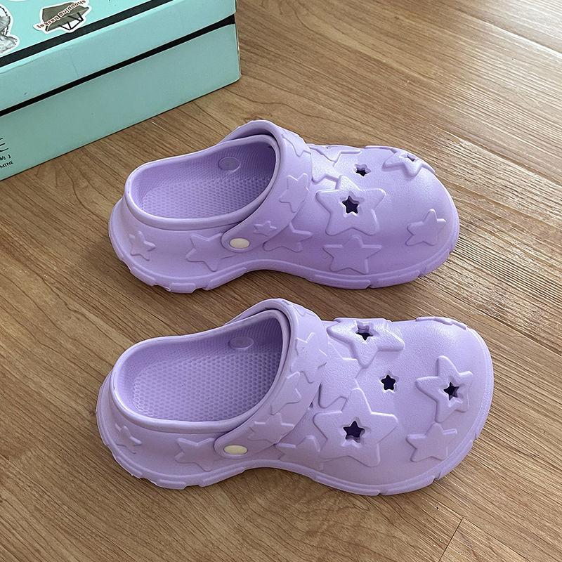 Thick-soled Heightening Fashionable Versatile Simple Hole Shoes, Breathable In Summer, Two Wear Bag Head Cool Slippers