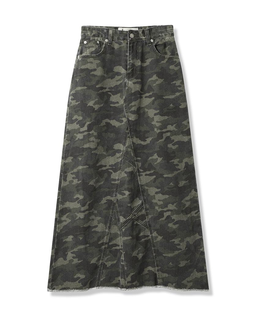 AVANDRESS Camouflage Long Denim Skirt Camo
