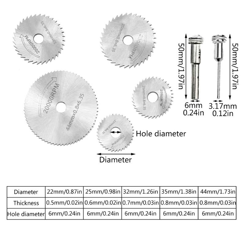 7Pcs/Set Circular Saw Cutter High Speed Steel Woodworking Cutting Discs for Woodworking Rotary Tool