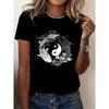 European Size Y2K Japanese & Chinese Zen T-Shirt - Yin Yang Symbol & Martial Arts Design, Soft Blend Round Neck Tee Suitable for Casual Wear