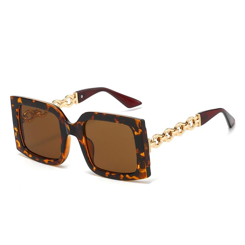 JYL TS Sunglasses UV Square Large Frame Chain/3242