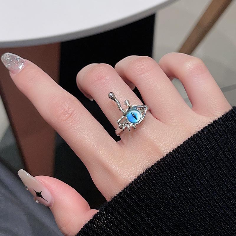 

Devil S Eye Cat S Eye Ring Female Niche Design Fashion French Personality Light Luxury Cold Wind Stacked Ring Adjustable opening