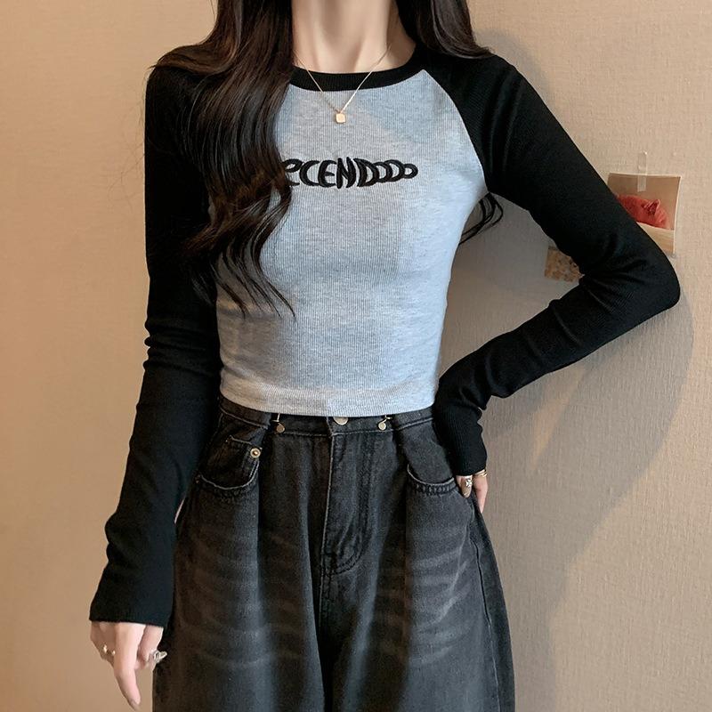 

Real shot long-sleeved T-shirt women s autumn and winter short, small inner bottoming shirt German velvet plush shoulder sleeve top 3XL серый