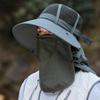 Summer Fisherman Hat, Wide Brim Adjustable Drawstring Bucket Hat, Outdoor Activity Hat with Shawl And Face Guard Design