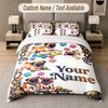 Pug Theme Custom Text Or Name 3Pcs Bedding Set 1 Flat Sheet & 2 Pillowcases Personalized Home Bedding