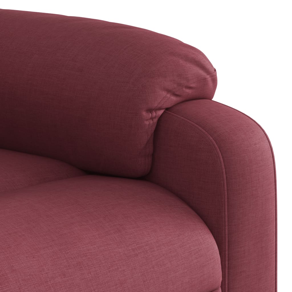 Electric Massage Recliner with Rising Function Burgundy Fabric