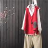Autumn Winter Women's Loose Knitted Vest Sleeveless Vest Literary Color-block V-neck Pullover Knit Waistcoat