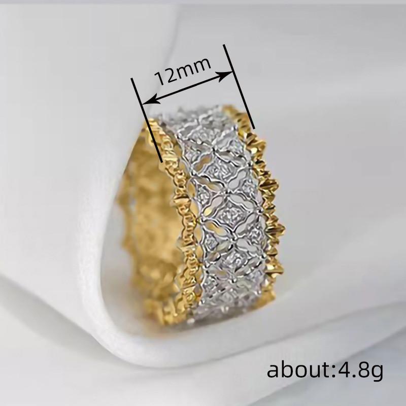 CopperTow Tone Rings for Women Fashion Geometric Hollowed-out Female Accessories Simple Stylish Charms Jewelry