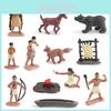Realistic Indian Figure Set With 12 Pieces Including Chief And Warrior For Collectors