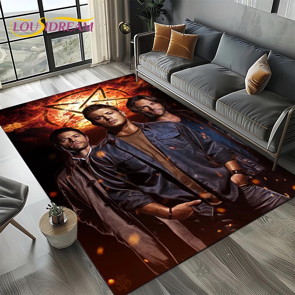 Tappeto Tappeto 3D SPN Supernatural Sign Dean Sam per Soggiorno Camera da Letto Casa Decorazione Divano, Tappeto Area Giochi Bambini Tappetino Antiscivolo