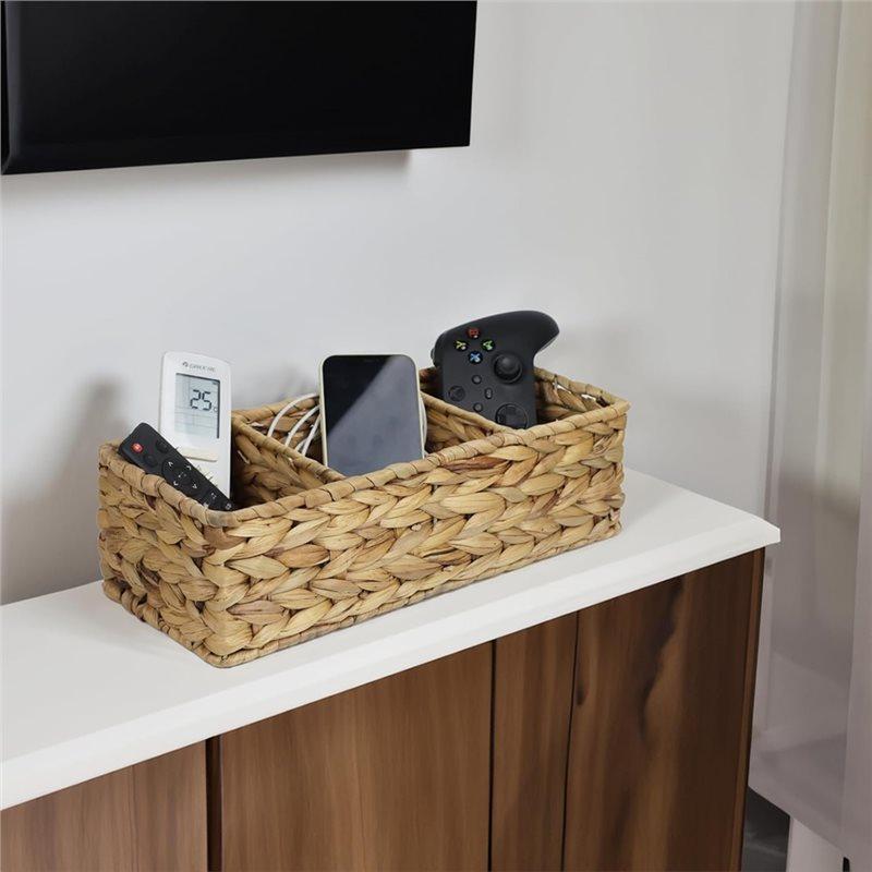 A25F-For Toilet Paper Hand Woven Basket With 3 Compartments, Storage Baskets For Restroom Bathroom Vanity Organizer Tray