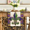 Artoid Mode Iris Stripes Mardi Gras Carnival Table Runner, Seasonal Holiday Kitchen Dining Table Decoration for Home Party Decor 13x72 Inch