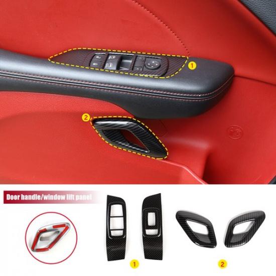 

4x Door Handle Frame/Window Lift Panel Trim Kit for Dodge Challenger 15+ Carbon