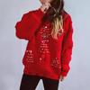 Solid color handmade pearl Christmas three-dimensional decoration plush New Year sweater Christmas sweater 3612 EMA