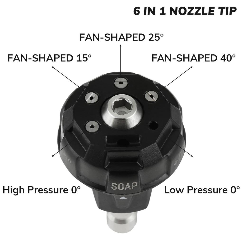 Multifunctional 5in1/6in1 Quick Connect Adapter High Pressure Turbo Nozzle Adapter High Pressure Washer Nozzles