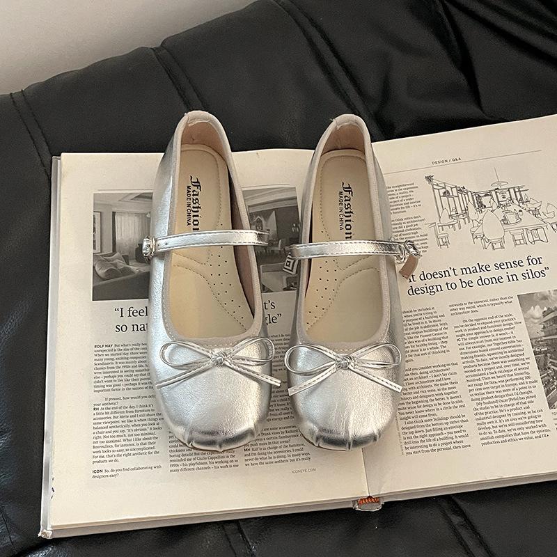 Fashion versatile buckle casual retro bow Mary Jane shoes women's summer temperament ballet shoes light mouth single shoes