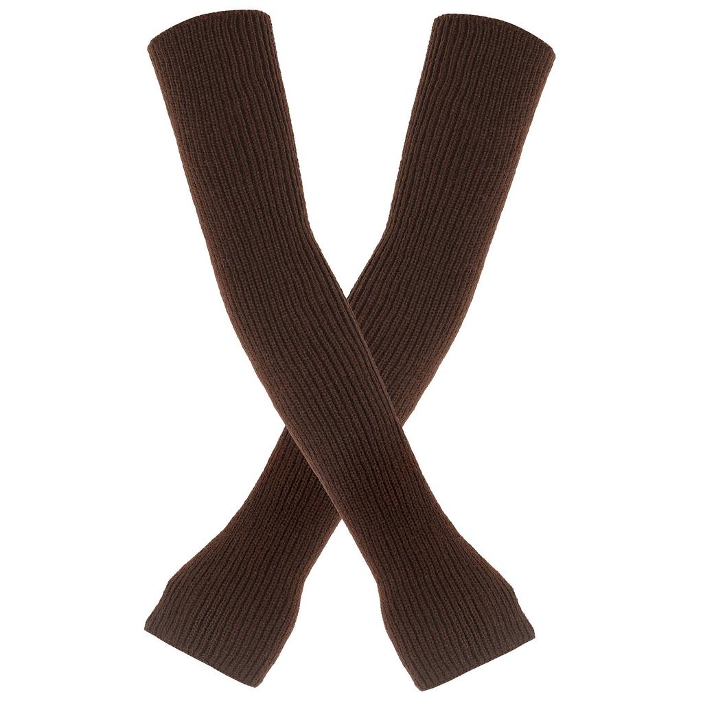 Women's Winter Warm Wool Gloves, Fingerless Long Sleeves, Solid Color, Extended Gloves