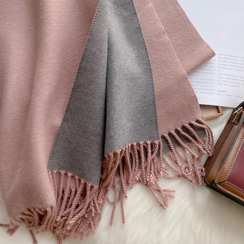Weicher doppelseitiger Kaschmir-Imitat-Schal und Stola für Damen, Koreanischer Stil, schlicht, verdickt, Herbst- und Winterschal