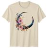Watercolor Floral Crescent Moon Design Womens T-Shirt Watercolor Moon Floral