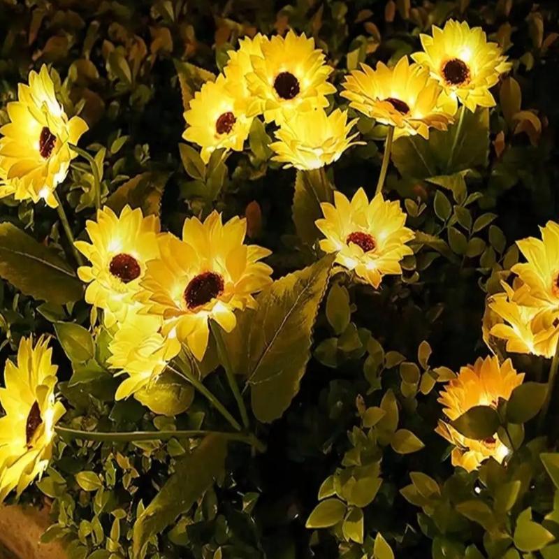 1pc Solar Sunflower Lights 3 Head Garden Stake Outdoor Decorative Waterproof LED Landscape Lights for Patio, Garden, Yard