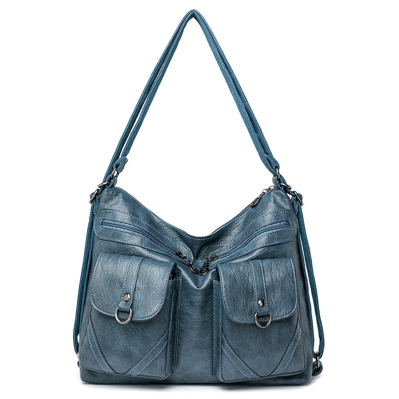 Solid color women's bag new women's bag retro soft leather shoulder crossbody large capacity backpack women's bag