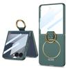 Magnetic for Samsung Z Flip 7 with Ring Stand and Tempered Protective Film Ultrathin Phone Case Cover for Samsung Galaxy ZFlip 7