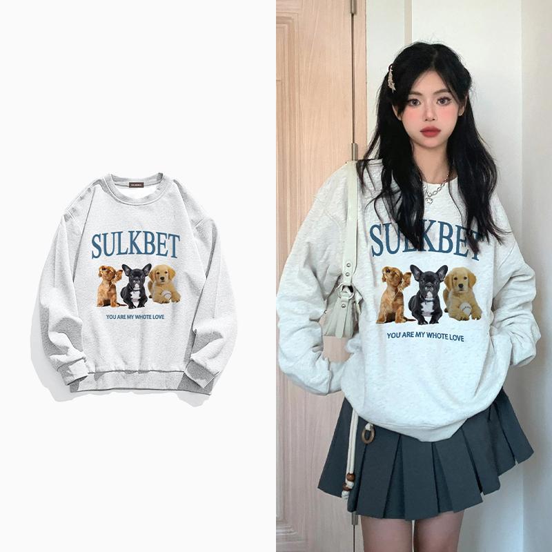 

Толстовка женская повседневная с круглым вырезом, осенне-зимний свободный топ