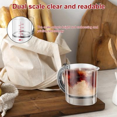Verstellbarer Messbecher Multifunktional 4in1 Drucktyp Messbecher Dichtungsboden Messwürfelbecher zum Kochen Küchenzubehör