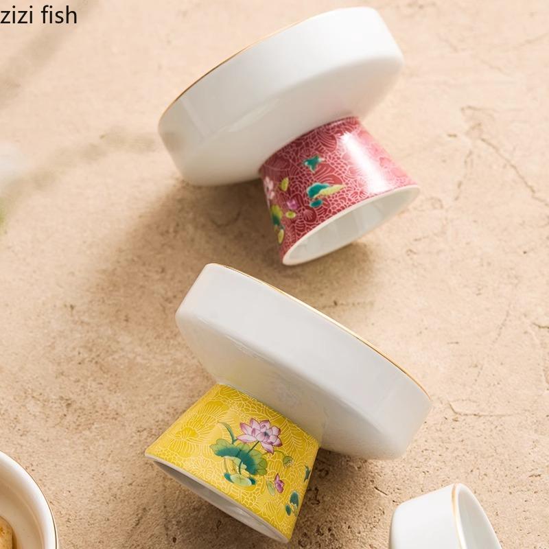 Color Enamel Ceramic High Footed Bowl Dessert Bowl Yogurt Bowl Snack Bowls Sushi Bowls Molecular Cuisine Specialty Tableware