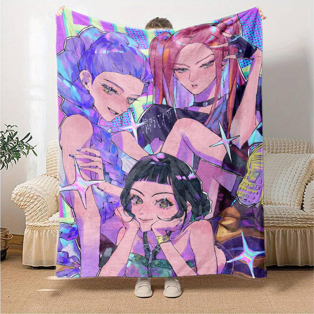 1pc KPop Demon Hunters9 Blanket, Gift, for Men and Women, Soft Blanket, Good for Sofa Bed Couch Travel, Lightweight Flannel Blanket