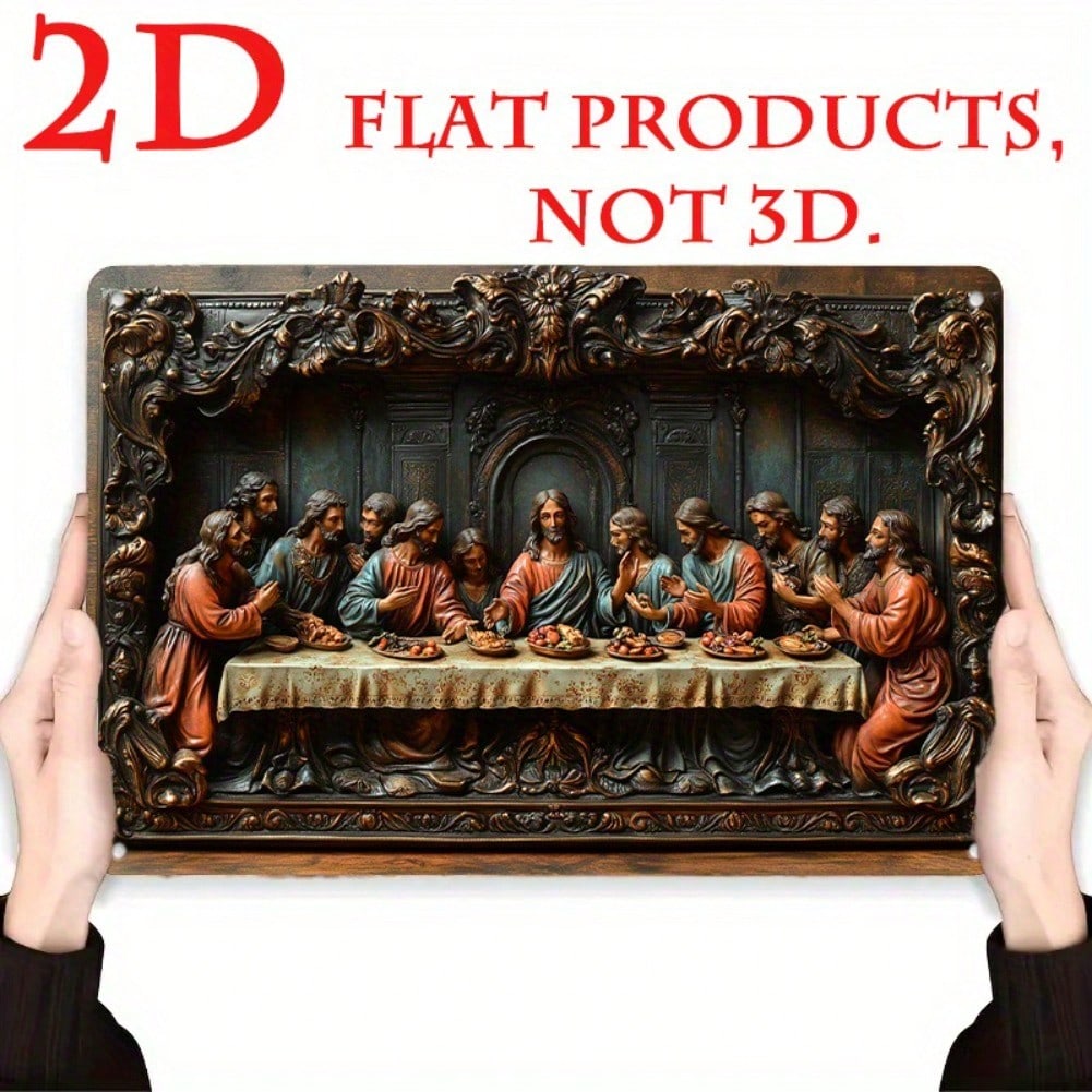 Vintage Tin Sign Last Supper Metal Wall Art Rustic Decor