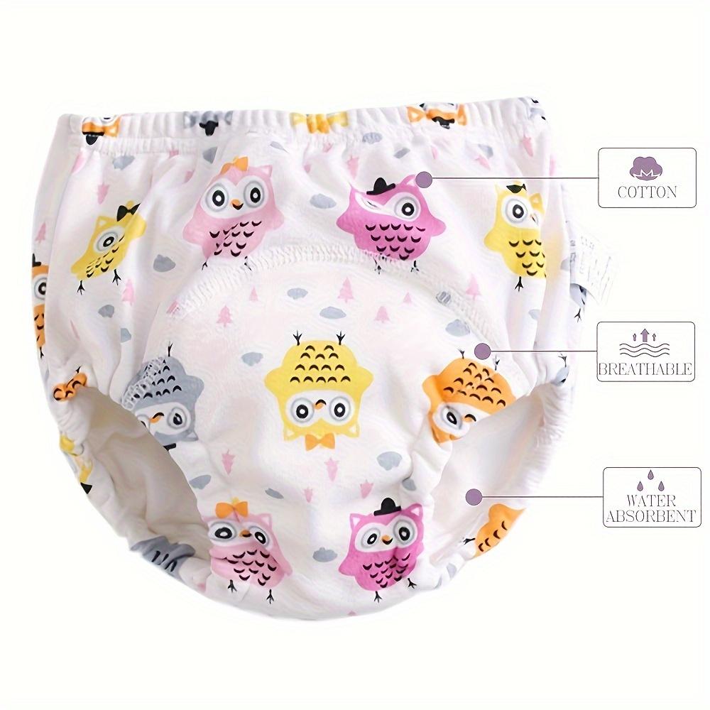 3 Stück Töpfchentrainingshosen - Weiche Baumwolle Niedliches Eulen-Fisch-Design Elastischer Bund für Jungen Mädchen Bequeme Windeln für Jugendliche