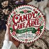 Christmas Tin Sign 8x8 Inch Round Gingerbread House Holiday Wreath Wall Art Home Bar Decoration