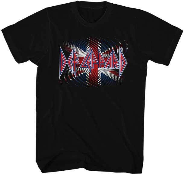 Def Leppard Warped Sketch Union Jack Flag Men T Shirt Rock Band Music Merch XXXL