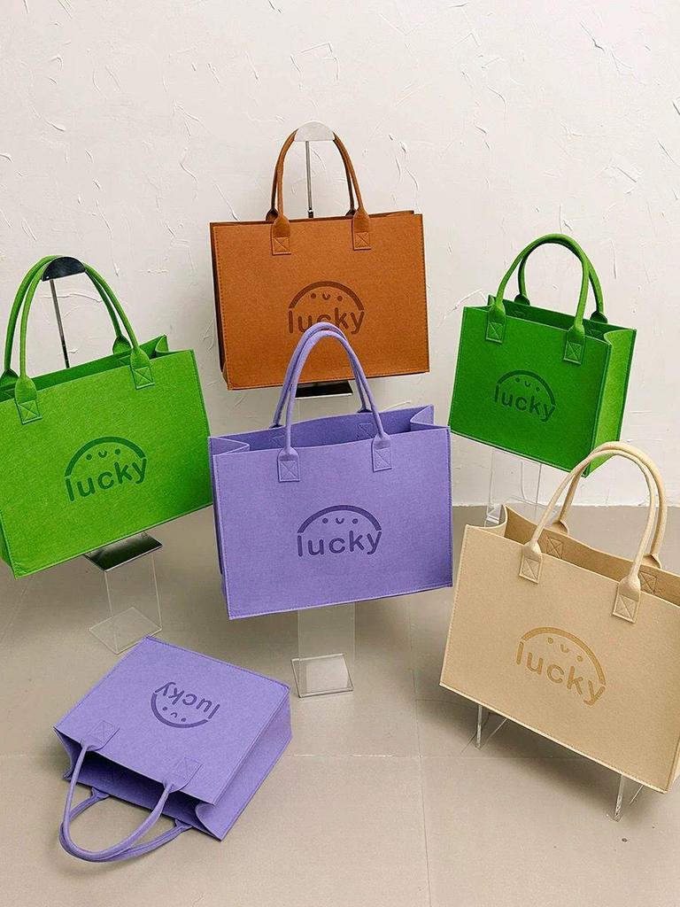 Modern Large Capacity Felt Handbag - Versatile and Stylish Shopping Bag with Letter Design