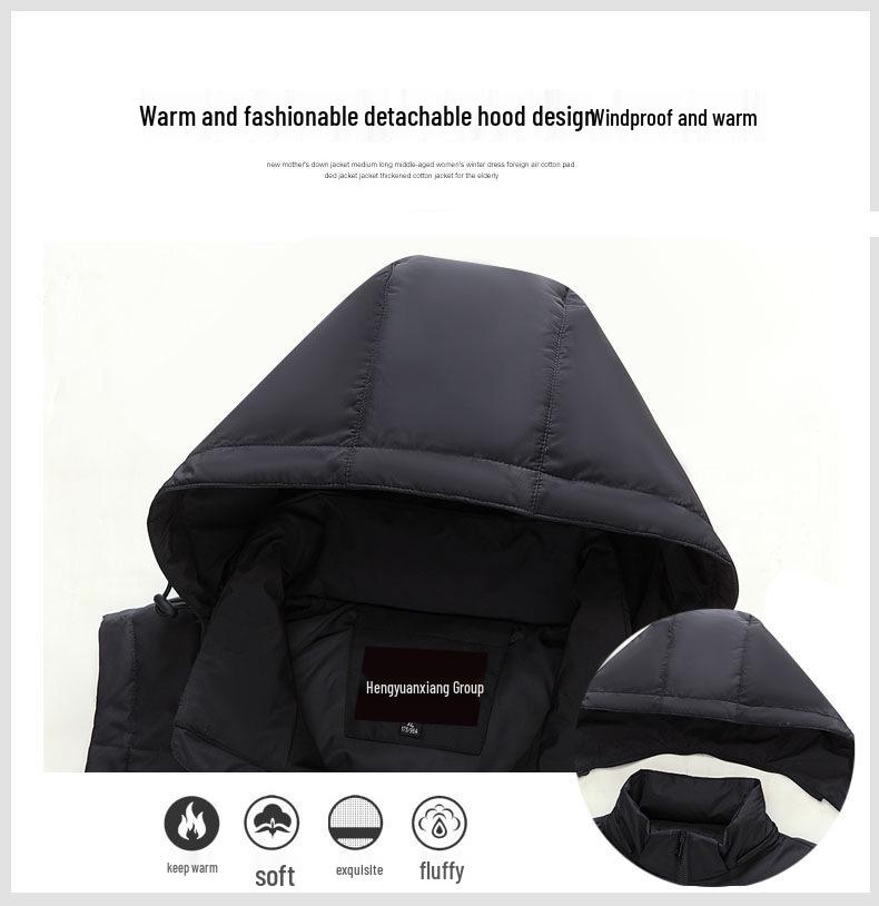 Hooded Winter Down Vest for Men - Thick, Warm, Sleeveless Outerwear for Middle-Aged & Elderly
