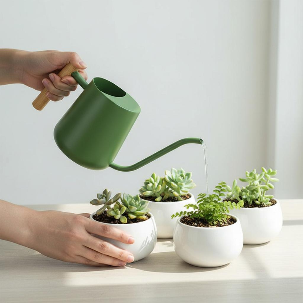 Long Lasting Ergonomic Stainless Steel Watering Tool Equipped with Ergonomic Wood Handle Ensuring Easy Controlled Pouring