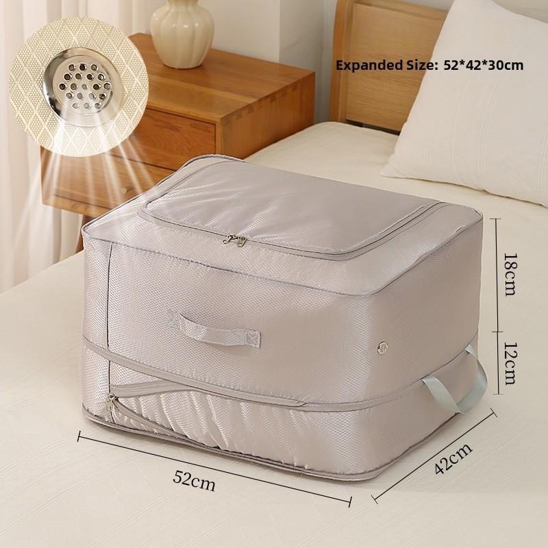 Space Saving Grey Diamond Pattern Quilt Storage Bag For Bedding Clothes And Home Travel Organization
